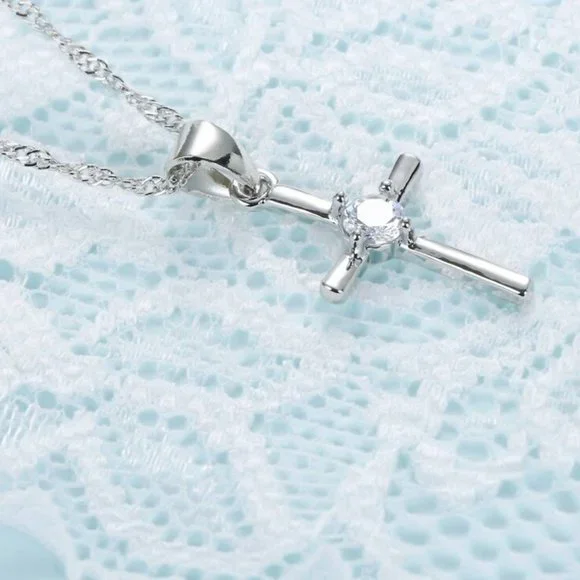 Cross Necklace Earrings 925 Sterling Silver Bundle Set - Picture 5 of 8